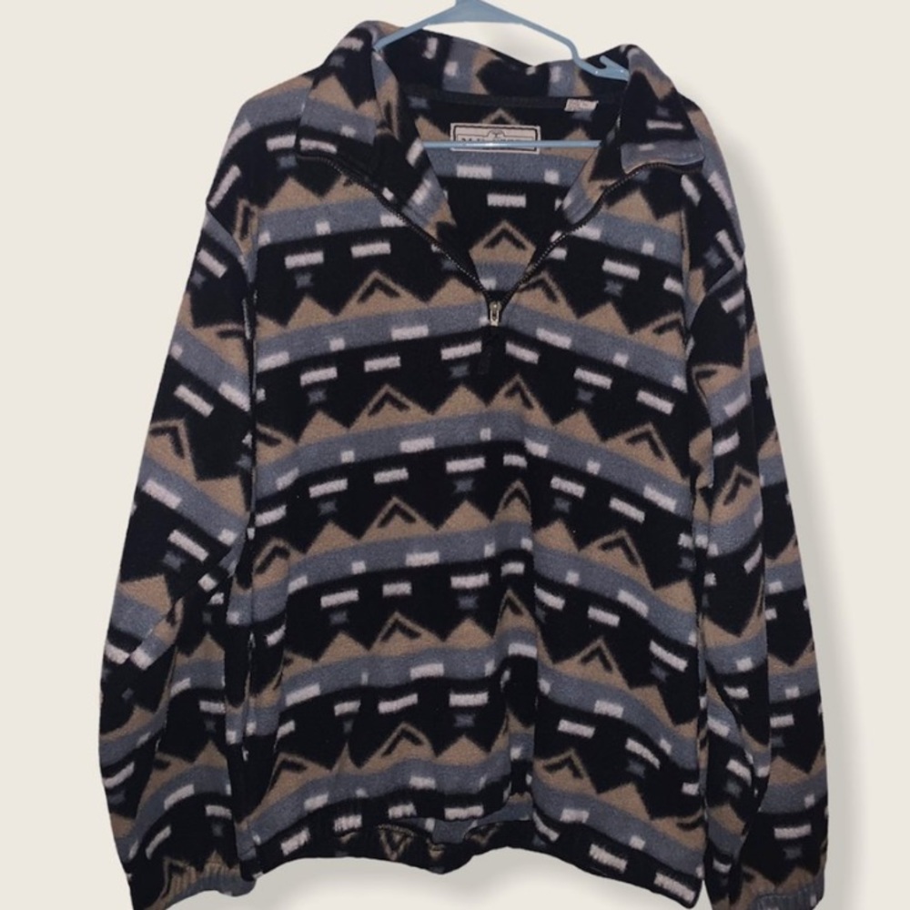 vintage patterned half zip